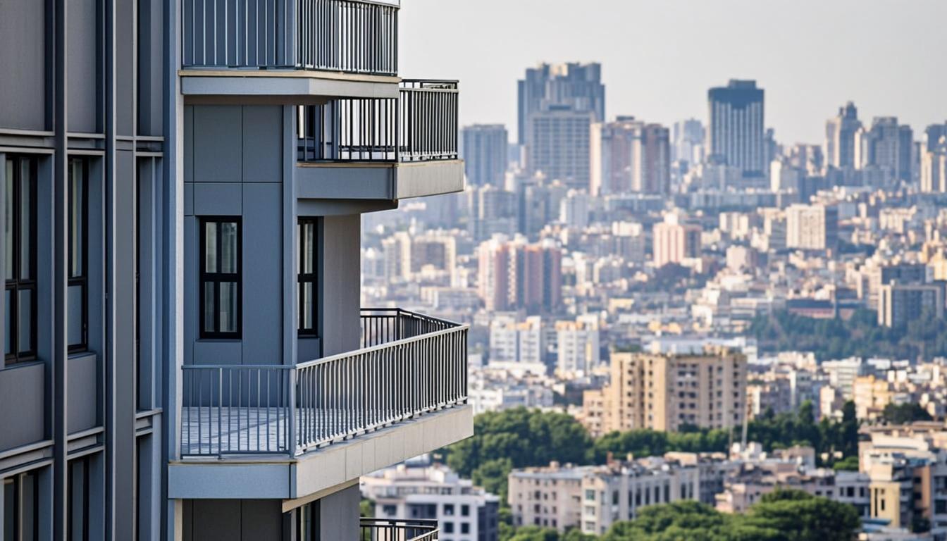 Balcony railing installed on modern apartment