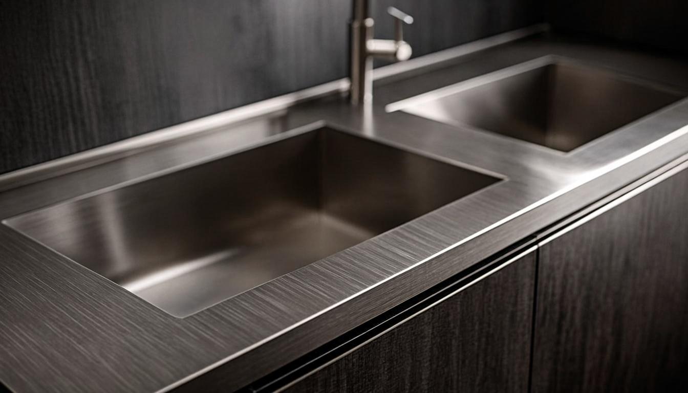 Double bowl sink installed in modern kitchen